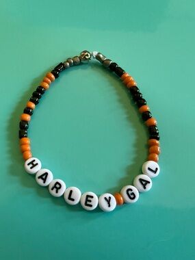 Handmade HARLEY GAL Beaded Bracelet Motorcycle
